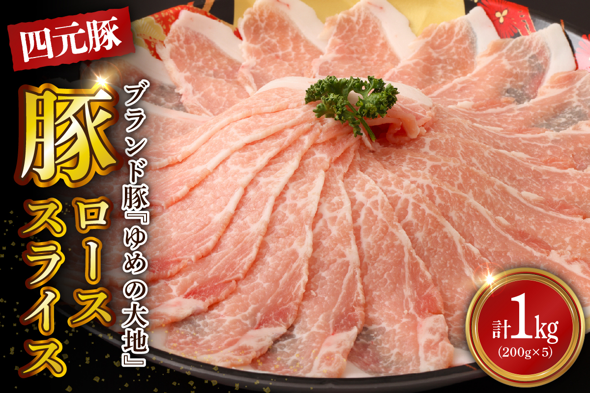 【えりも町生まれ 四元豚】ゆめの大地豚ローススライス200g×5パック 計1kg